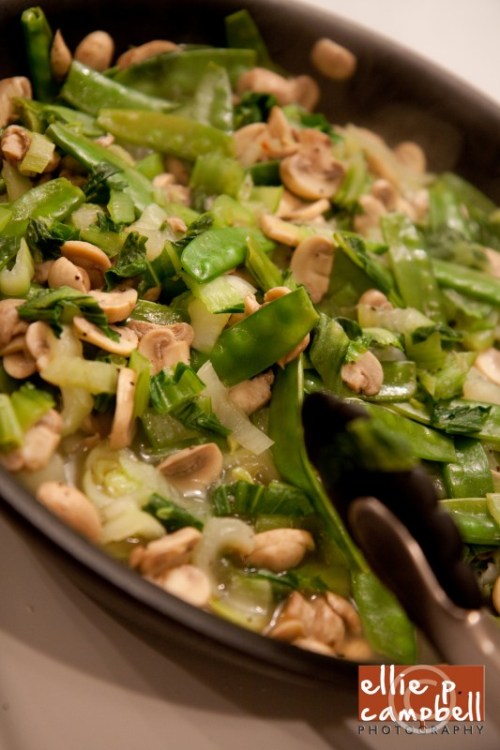 Bok Choy, Mushrooms, and Snow Peas